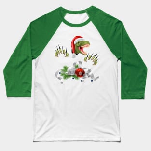 Christmas T-Rex Baseball T-Shirt